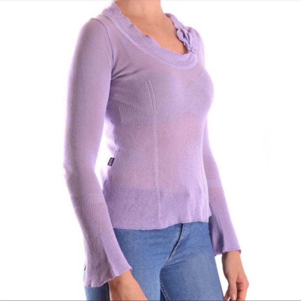 Moschino Flare Sleeve Scoop Neck Knit Sweater Top